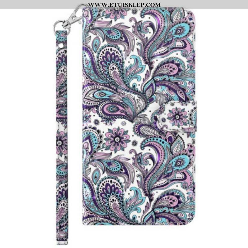 Etui Folio do Moto G73 5G z Łańcuch Pasiasty Wzór Paisley